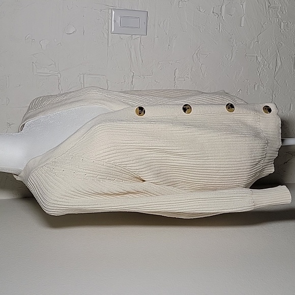 Free Assembly Cardigan Grandpa Sweater Button Down Cream Knit Ribbed XXL - Picture 4 of 14